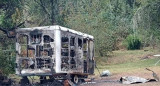 Casilla incendiada por Gendarmería. Foto: NA.