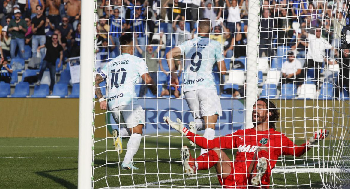 Festejo del Inter ante el Sassuolo por la Serie A. Foto: EFE.