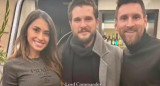 Antonela Roccuzzo con Leo Messi y Lord Commander. Foto: Instagram/antonelaroccuzzo