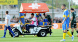 Lesión de Marcos Rojo en el partido entre Sarmiento y Boca. Foto: Telam.