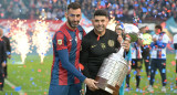 Sebastián Torrico y Néstor Ortigoza; despedida. Foto: Twitter @SanLorenzo.