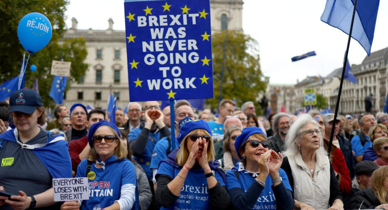 Las protestas en Londres; Brexit. Foto: Reuters.