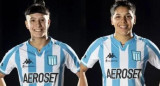 Lourdes Martínez y Milagros Menna, futbolistas de Racing. Foto: NA.