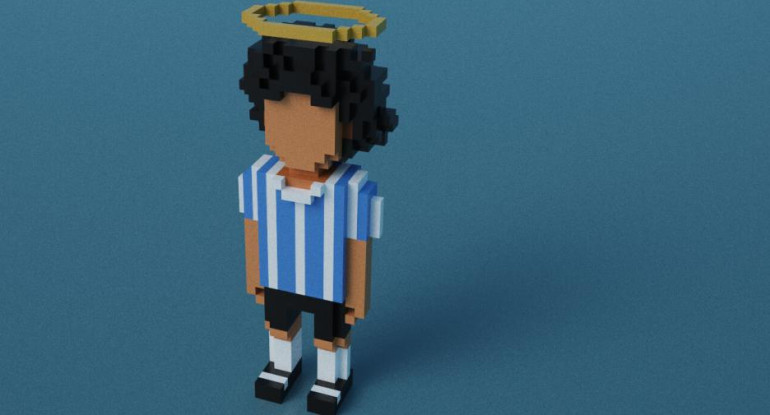 Maradona en pixel Art. Foto: Télam.