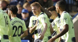 Festejo del Manchester City ante el Leicester por Premier League. Foto: REUTERS.