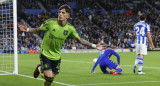 Festejo de Alejandro Garnacho para el Manchester United ante la Real Sociedad por la Europa League. Foto: EFE.