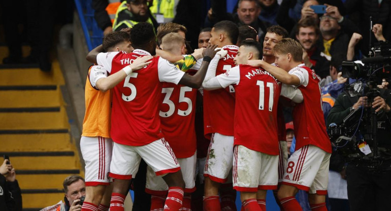 El festejo de Arsenal contra Chelsea. Foto: Reuters.