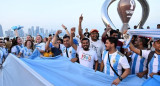 Primer banderazo de hinchas argentinos en Qatar. Foto: NA.