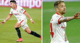 Papu G+omez y Marcos Acuña, jugadores de Sevilla. Foto: REUTERS