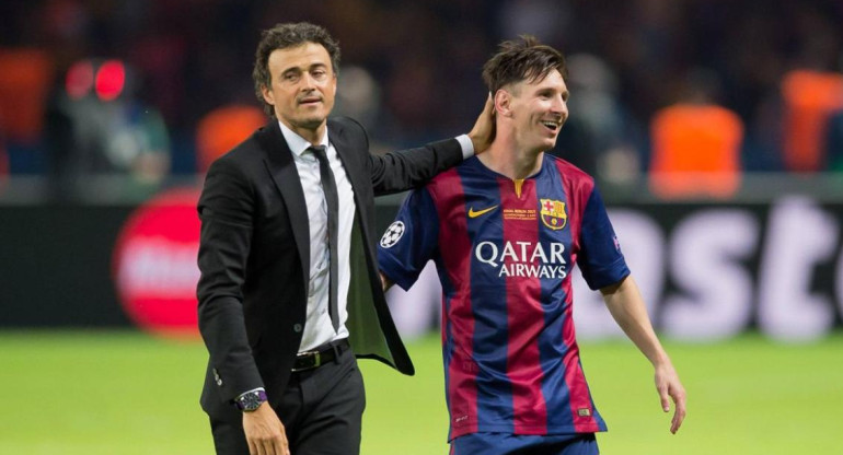 Luis Enrique y Lionel Messi. Foto: REUTERS