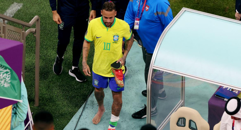 Neymar lesionado en el Mundial de Qatar. Foto: REUTERS.