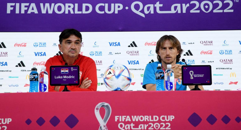 Conferencia de prensa de Luka Modric y Zlatko Dalic. Foto: REUTERS.