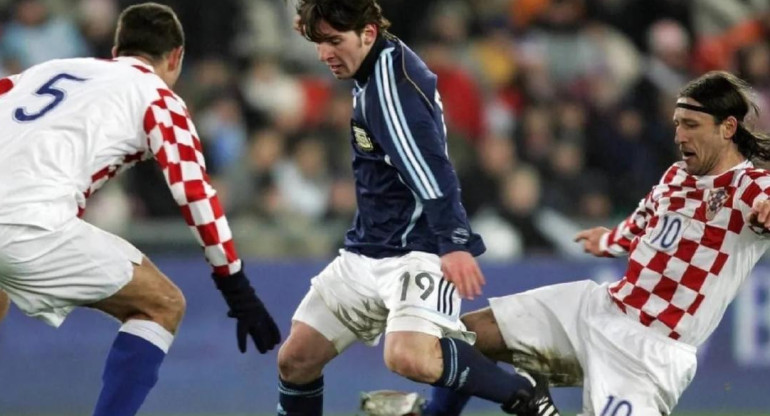 Lionel Messi ante Croacia en un amistoso. 