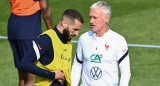 Didier Deschamps y Karim Benzema. Foto: NA.