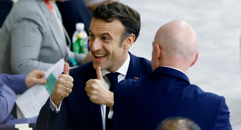 Emmanuel Macron en el partido de Francia y Marruecos. Foto: Reuters