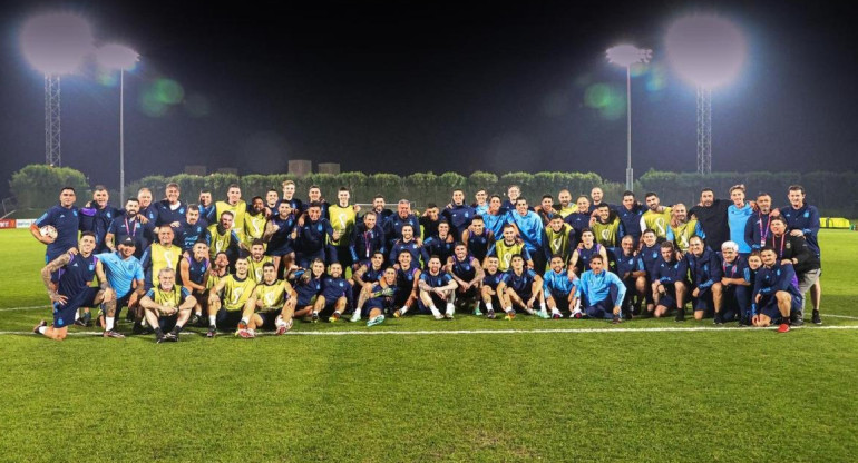 El último entrenamiento de Argentina en Qatar. Foto: NA.