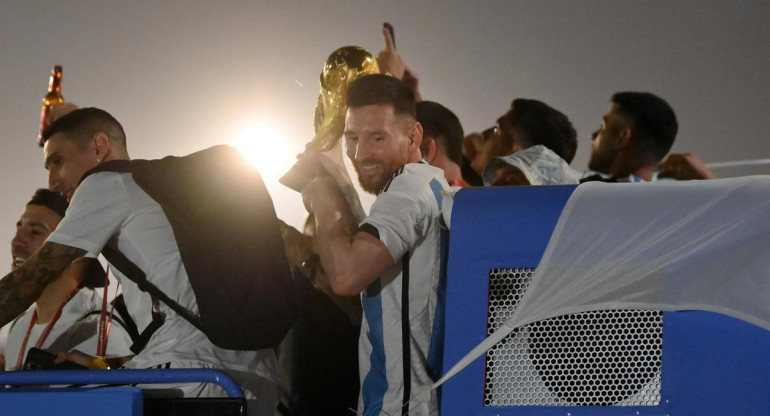 Messi, festejo de la Selección, Mundial Qatar 2022, NA