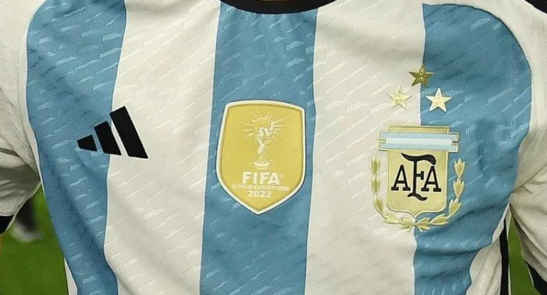 La camiseta de la Selección Argentina con tres estrellas. Foto: AFA.