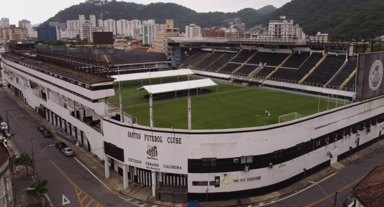 El estadio Urbano Caldeira; Santos FC. Foto: Télam.