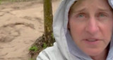 Ellen Degeneres en medio de las inundaciones. Foto: captura.