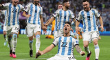 Festejo de Lautaro Martínez en el Mundial de Qatar ante Países Bajos. Foto: NA.