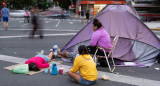 Acampe en la avenida 9 de julio. Foto: NA