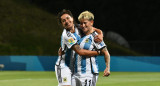 Festejo de la Selección femenina ante Chile en amistoso previo al Mundial. Foto: @Argentina.