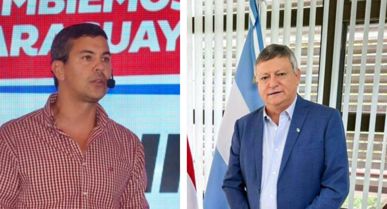 Santiago Peña, candidato a presidente de Paraguay y Domingo Peppo, embajador argentino_Twitter