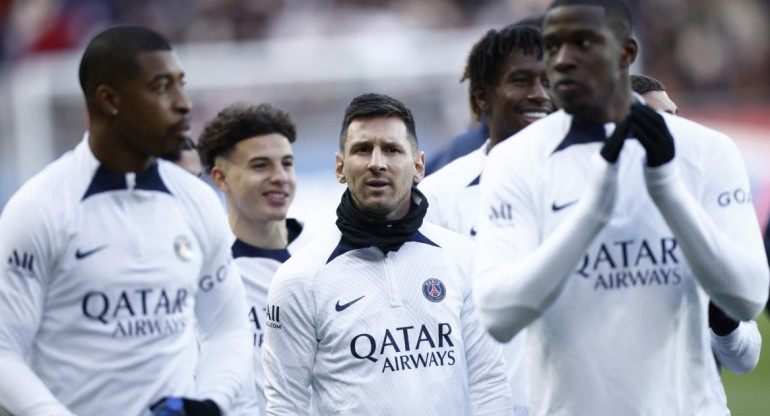 Lionel Messi en el entrenamiento del PSG. Foto: EFE.