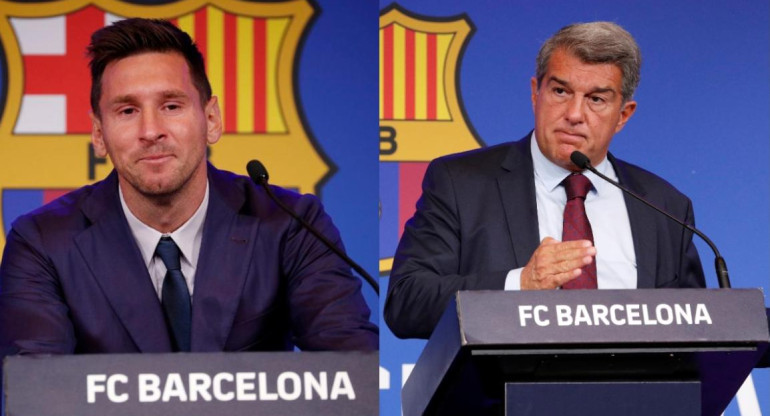 Lionel Messi y Joan Laporta, Barcelona FC. Fotos: REUTERS