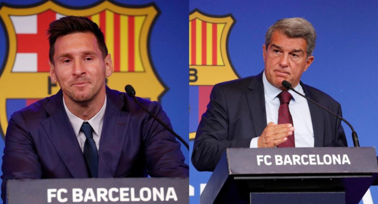 Lionel Messi y Joan Laporta, Barcelona FC. Fotos: REUTERS