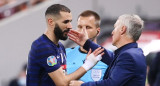 Karim Benzema y Didier Deschamps. Foto: REUTERS.