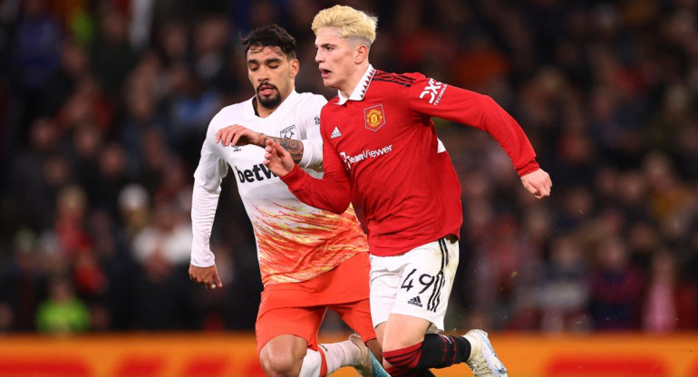 Alejandro Garnacho jugando para el Manchester United. Foto: Reuters. 