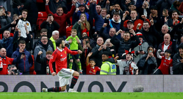 Bruno Fernandes; Manchester United vs. Fulham. Foto: Reuters.