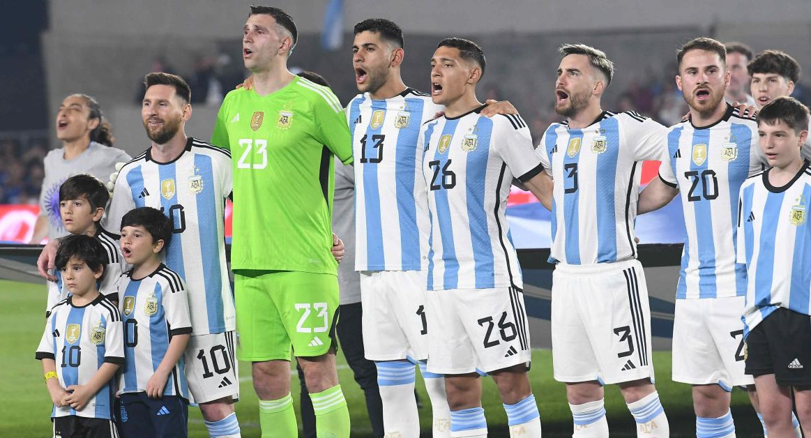 Selección Argentina, himno nacional. Foto: Télam