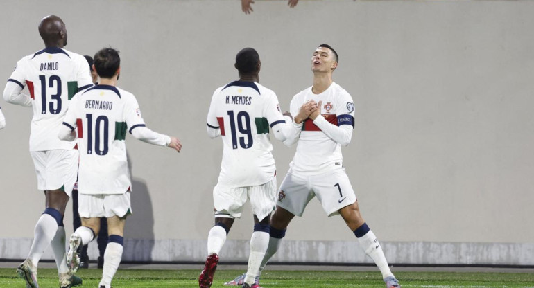 Festejo de Cristiano Ronaldo; Portugal vs. Luxemburgo. Foto: Reuters.