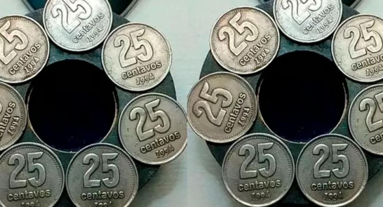 Monedas de 25 centavos. Foto: RadioMitre.