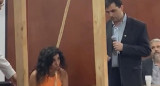  La fiscal que se colocó una soga al cuello y representó ser la víctima. Foto: captura video