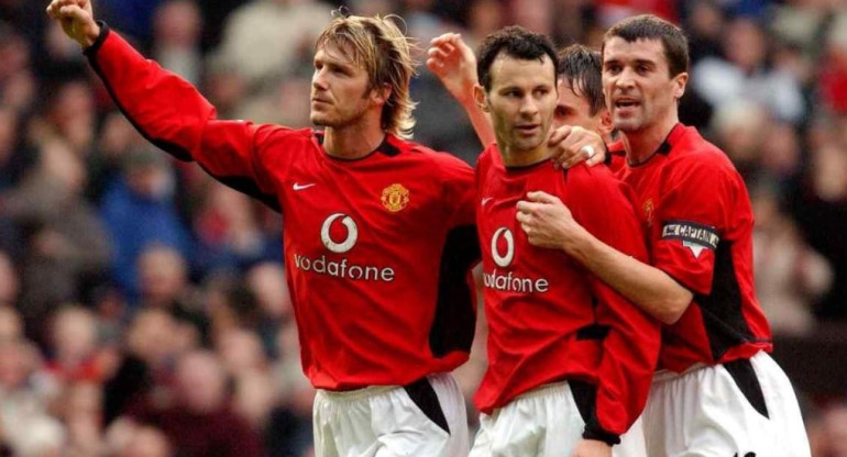David Beckham, Ryan Giggs y Roy Keane. Foto: Archivo.