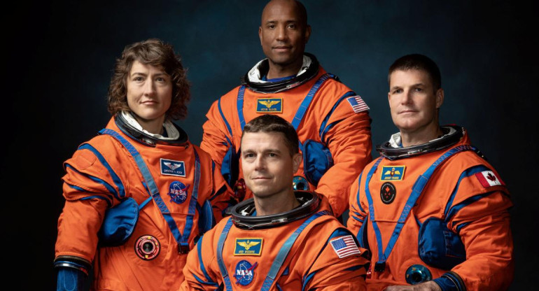 Los cuatros astronautas que participarán de la misión lunar Artemis II. Foto: Reuters.