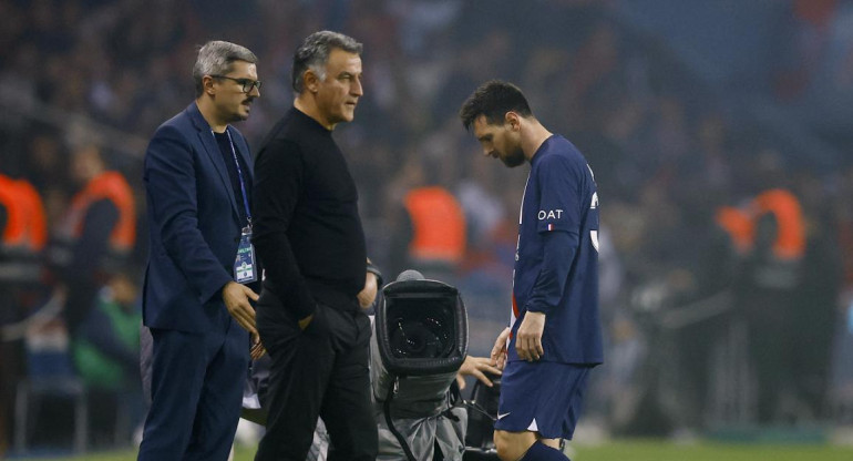 Galtier, técnico del PSG y Messi. Foto: Reuters