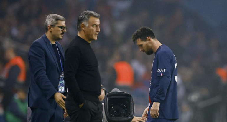 Galtier, técnico del PSG y Messi. Foto: Reuters
