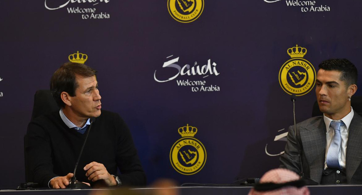 Cristiano Ronaldo y Rudi García en el Al Nassr. Foto: REUTERS.