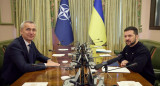 Jens Stoltenberg, junto al presidente de Ucrania, Volodimir Zelenski. Foto: Reuters.