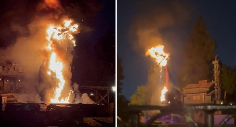 Fuego en el parque de diversiones de Disney. Foto: captura Reuters y Twitter @DisneyFoodBlog