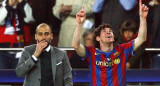 Pep Guardiola y Lionel Messi. Foto: Reuters