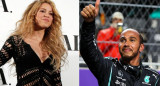 Shakira y Lewis Hamilton. Fotos: Reuters.