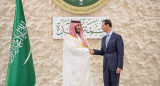 El príncipe heredero saudí, Mohammed bin Salman recibió al presidente sirio, Bashar al-Assad. Foto: EFE.