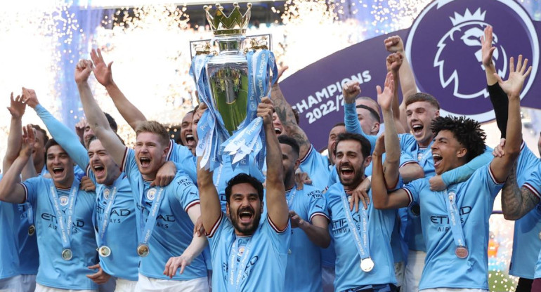 Manchester City festejó el título de la Premier League. Foto: Reuters.