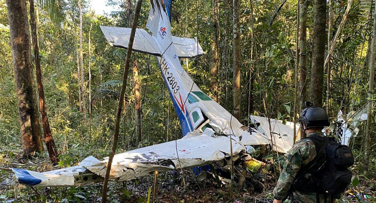 La avioneta estrellada en Guaviare, Colombia. Foto: Reuters.